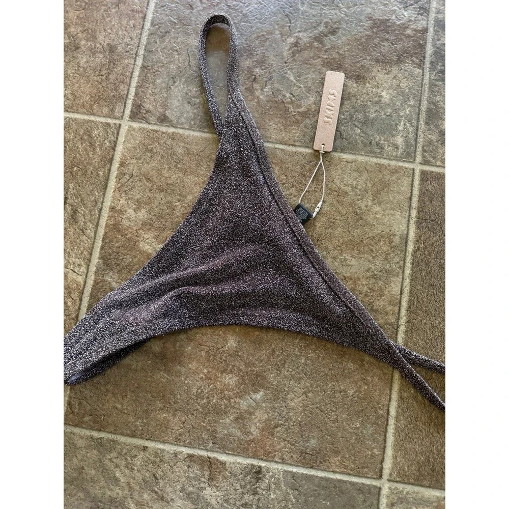 New Skims Swim Glitter Thong Bikini Bottom Cocoa Size 3X